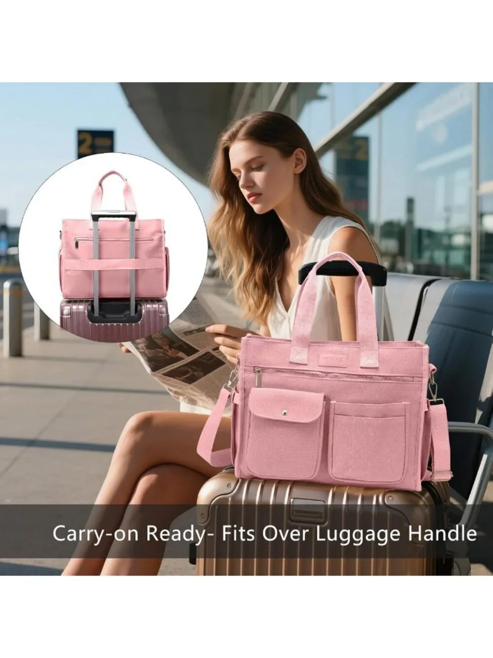 Spacious Canvas Tote Bag Set for Women - Stylish Work, Travel & College Handbags